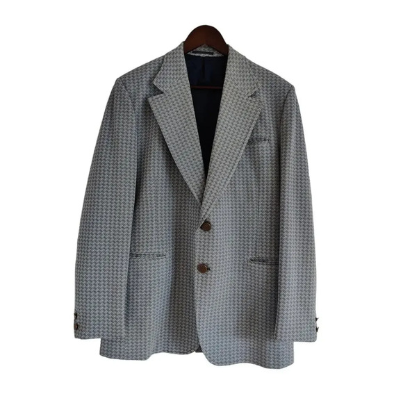 Mitchells Navy & White  Houndstooth Sport Coat Blazer Jacket Size 42R - Picture 1 of 10